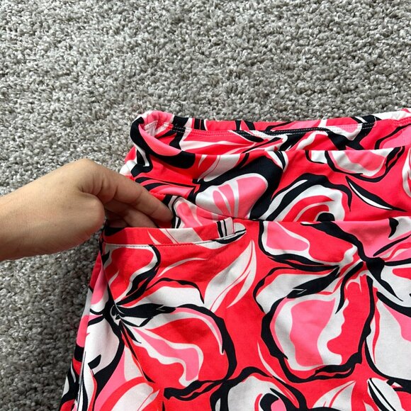 Tail Floral  Women's Sz Large Print Pleated Mini Skirt With Pockets Red/White - Picture 3 of 8